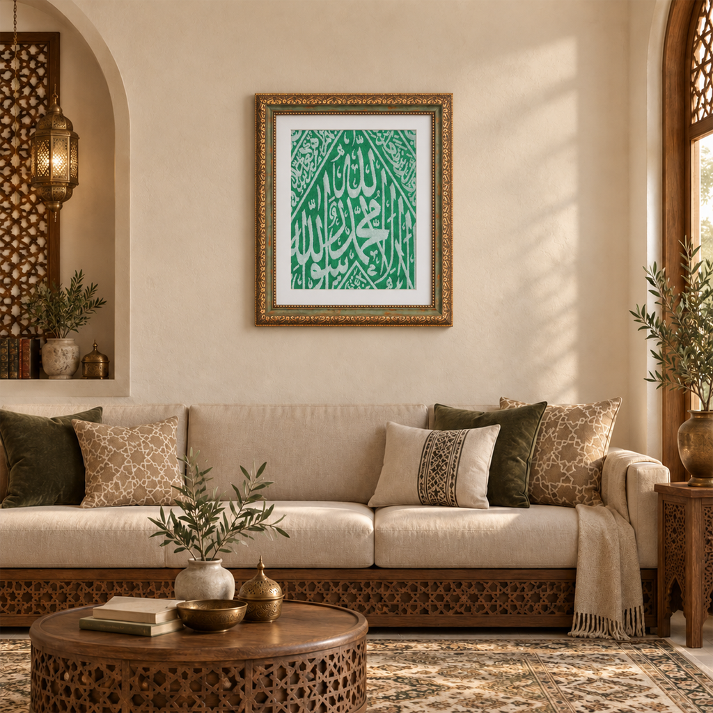 Certified Framed Kiswa Cloth from Prophet Muhammad's (PBUH)  Grave Tomb in madinah