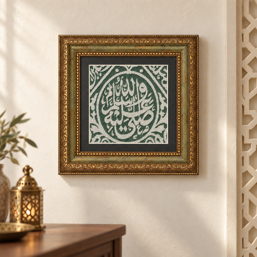 Certified Framed Prophet's Muhammad Grave Cloth - Kiswah from Rawdah Prophet Muhammad