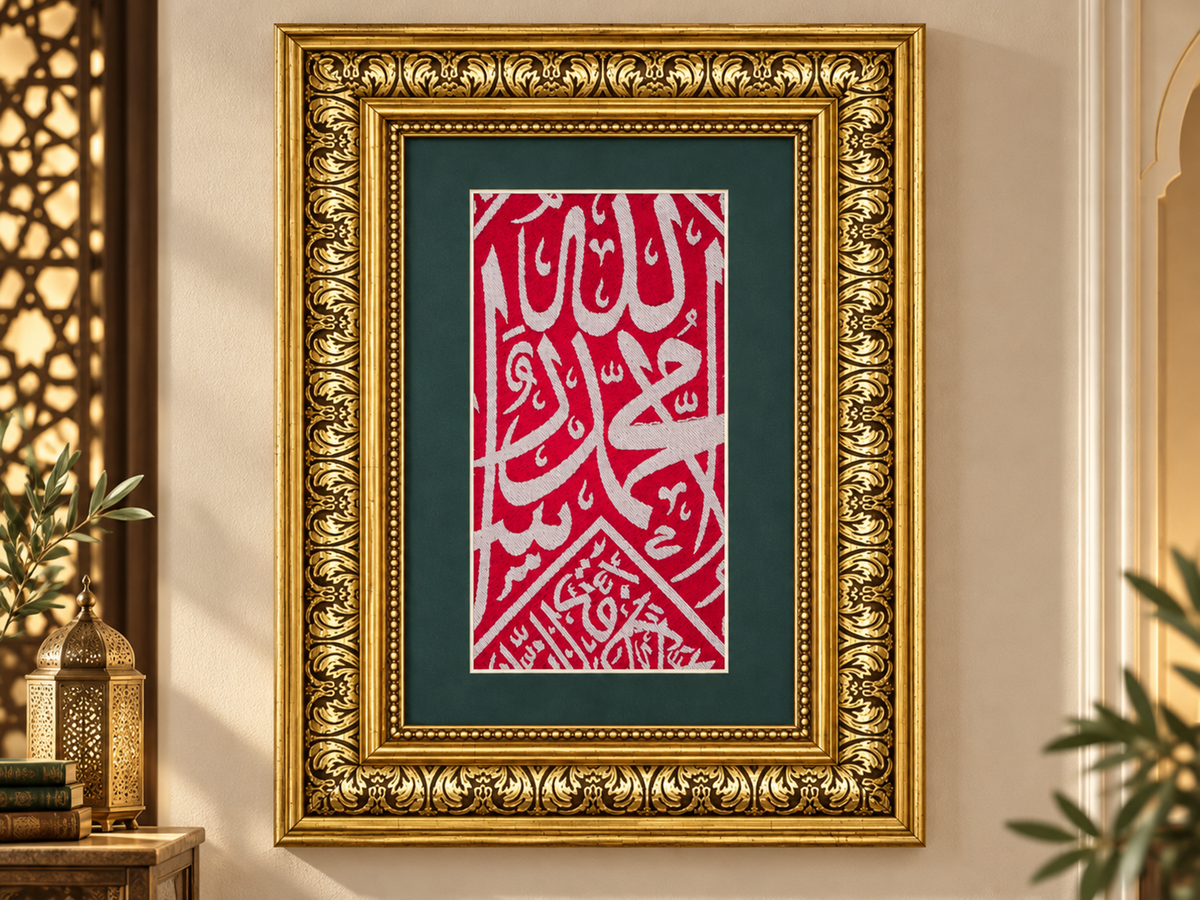 Framed Prophet Muhammad Tomb Kiswa Cloth | Certified islamic Relic
